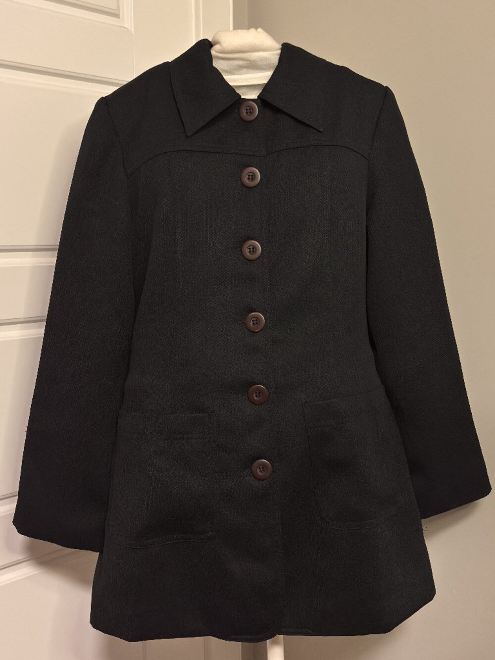 Women’s Black Button-Front Coat
